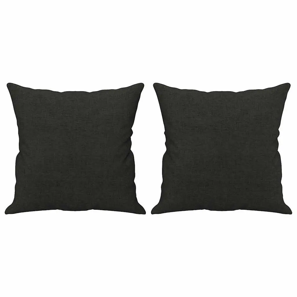 2-Seater Black Fabric Sofa with Pillows 140cm