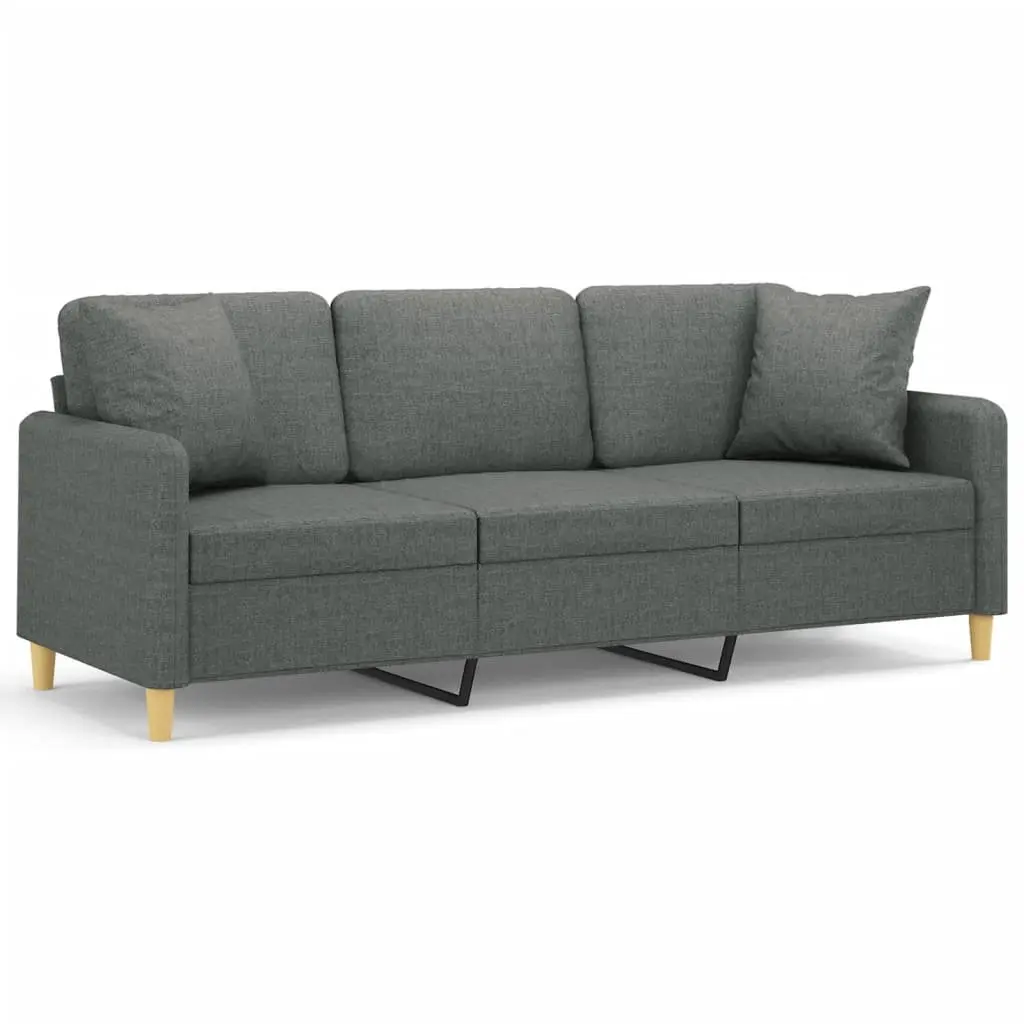 3-Seater Sofa Dark Grey 180cm Modern Fabric Couch
