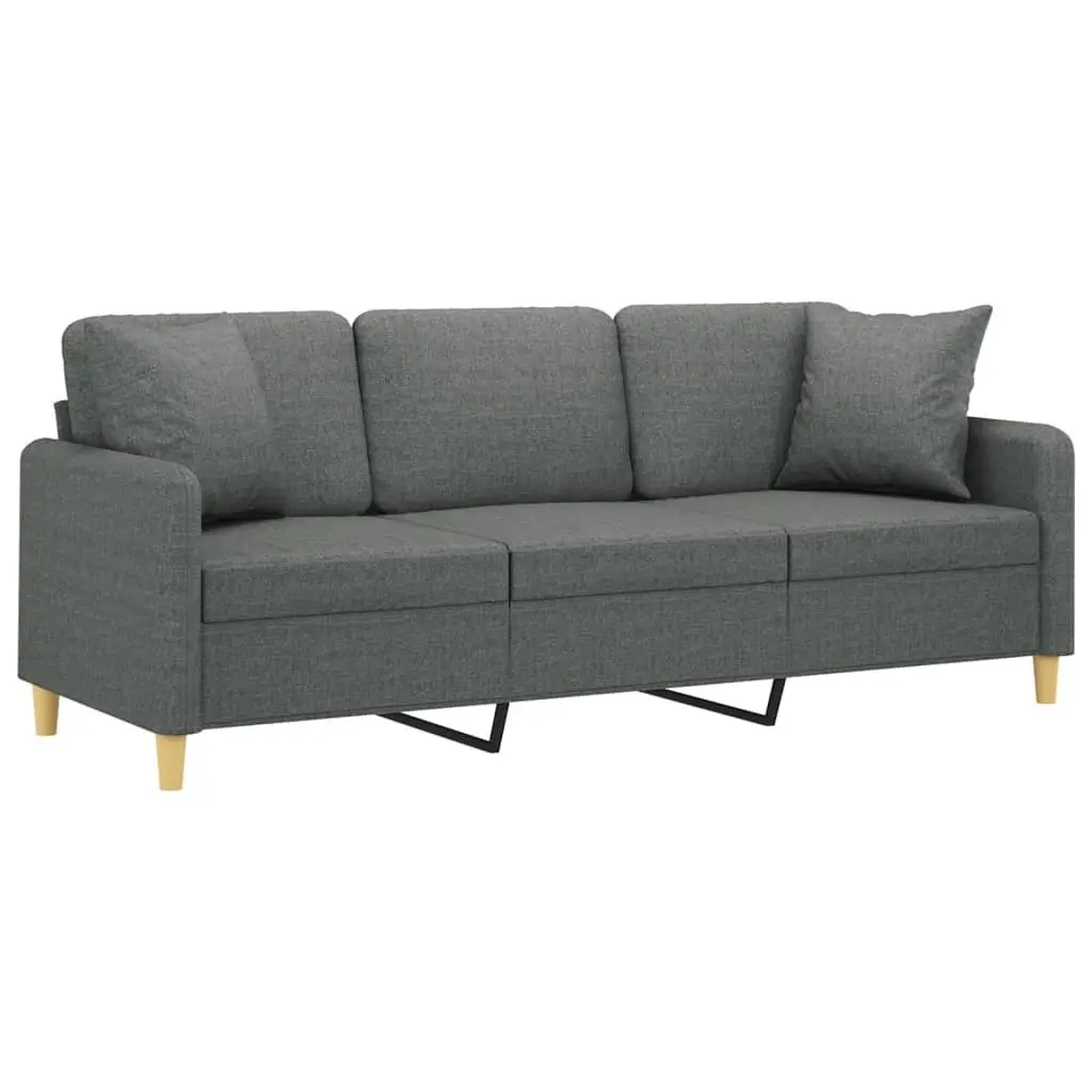 3-Seater Sofa Dark Grey 180cm Modern Fabric Couch