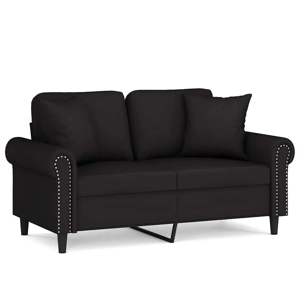 2-Seater Sofa Black Velvet 120cm Modern Couch