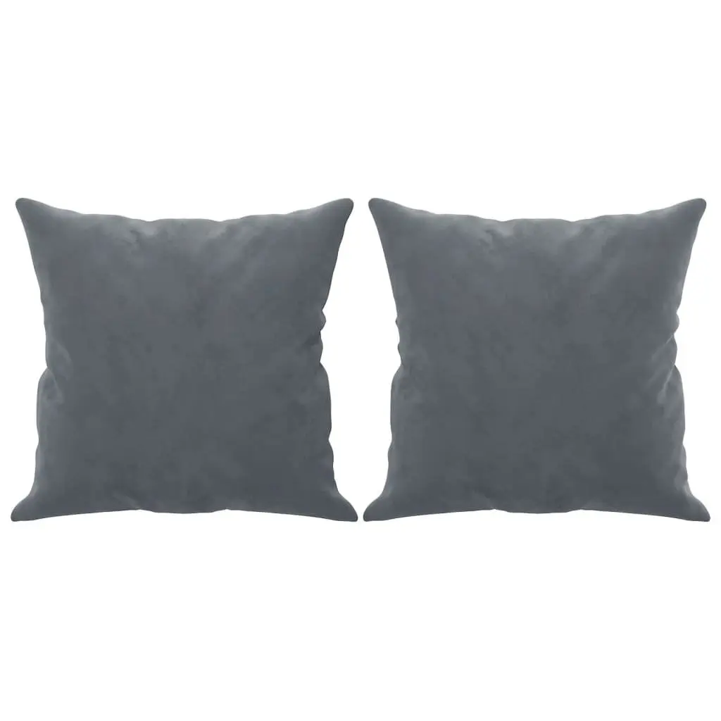 Grey Velvet 2-Seater Lounge Sofa with Pillows