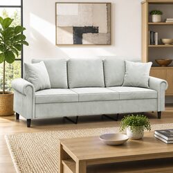 Modern 3-Seater Grey Velvet Sofa for Cozy Living Rooms