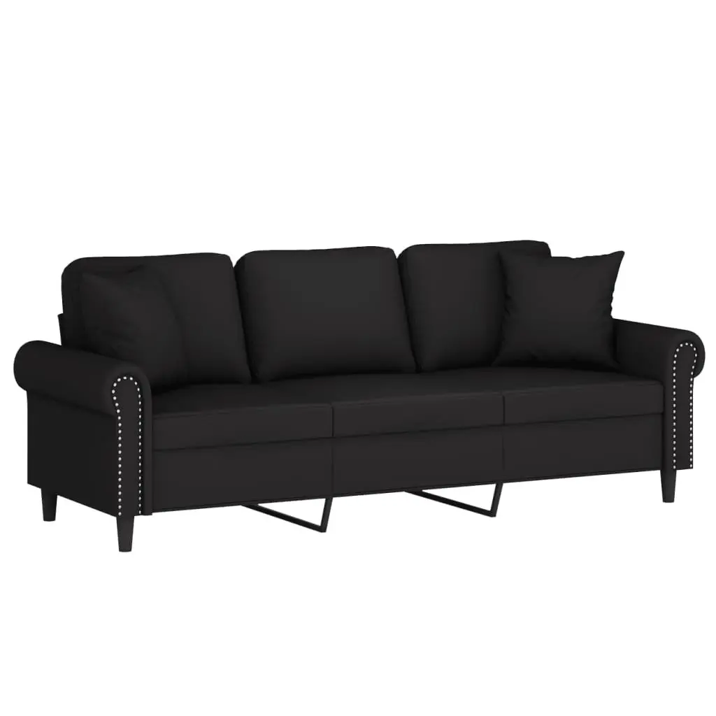 3-Seater Sofa Black 180cm Modern Velvet Couch