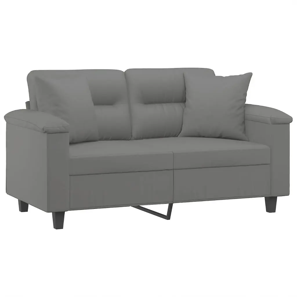 2-Seater Sofa Grey Modern Design Throw Pillows Comfortable Lounge Seat