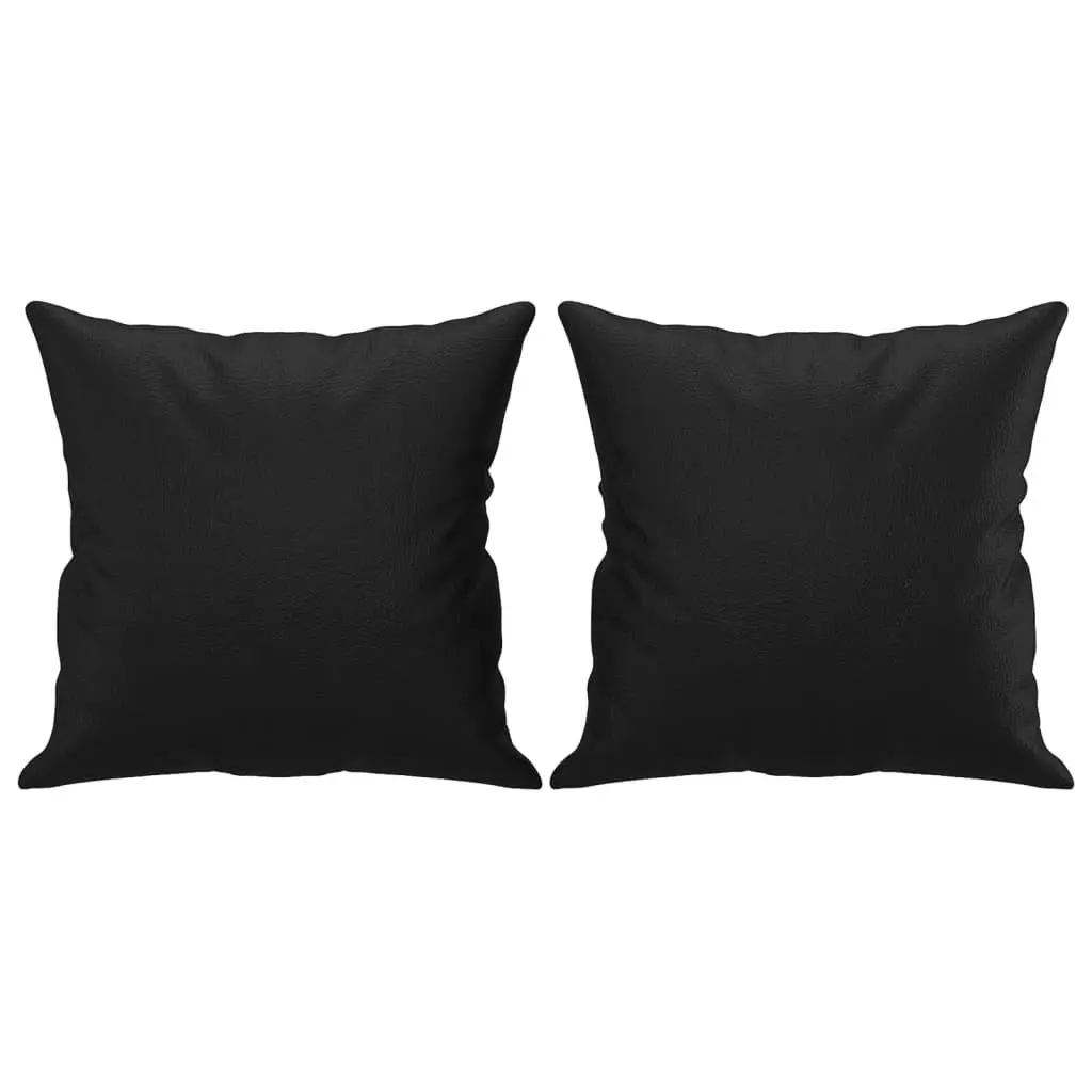 2-Seater Sofa Modern Black Faux Leather 120cm Metal Frame with Throw Pillows