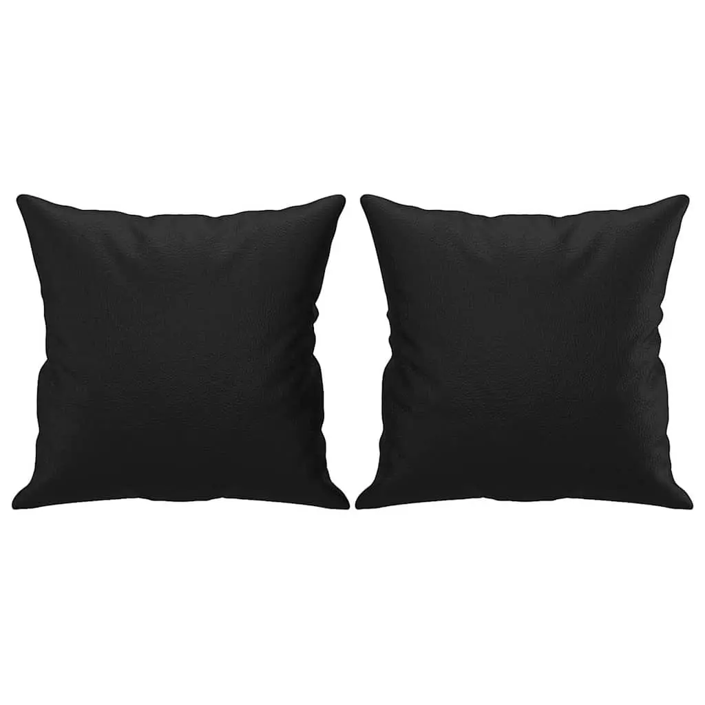 Black Faux Leather Sofa 2-Seater 140cm with Decorative Throw Pillows