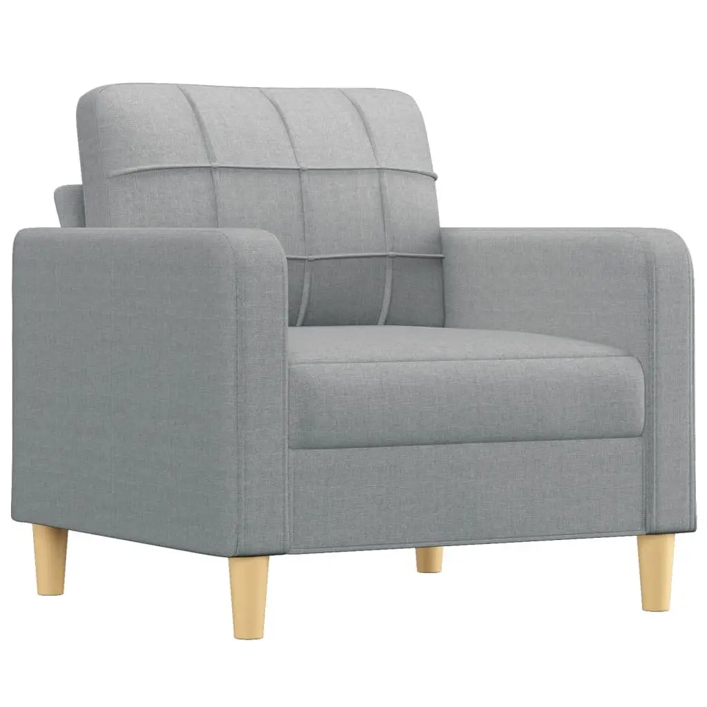 Grey Fabric Sofa Chair with Footstool Compact Armchair Reading Relaxing Lounge
