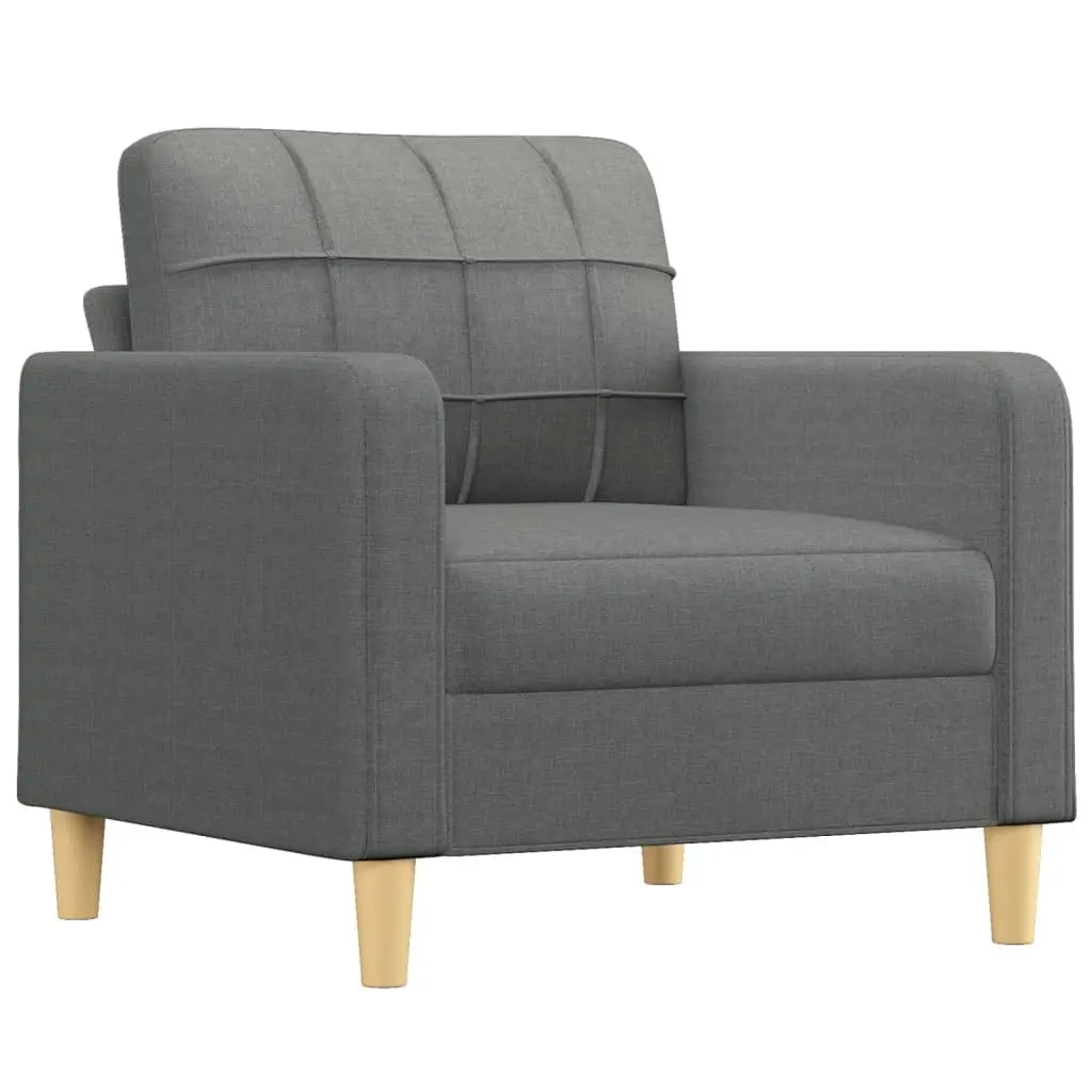 Grey Fabric Armchair with Footstool for Living Rooms