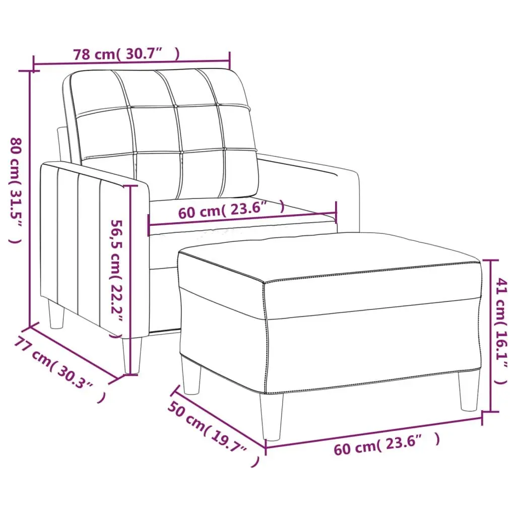 Grey Fabric Armchair with Footstool for Living Rooms