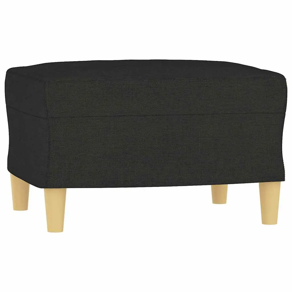 3-Seater Sofa with Footstool Black 180cm Fabric Plywood and Metal