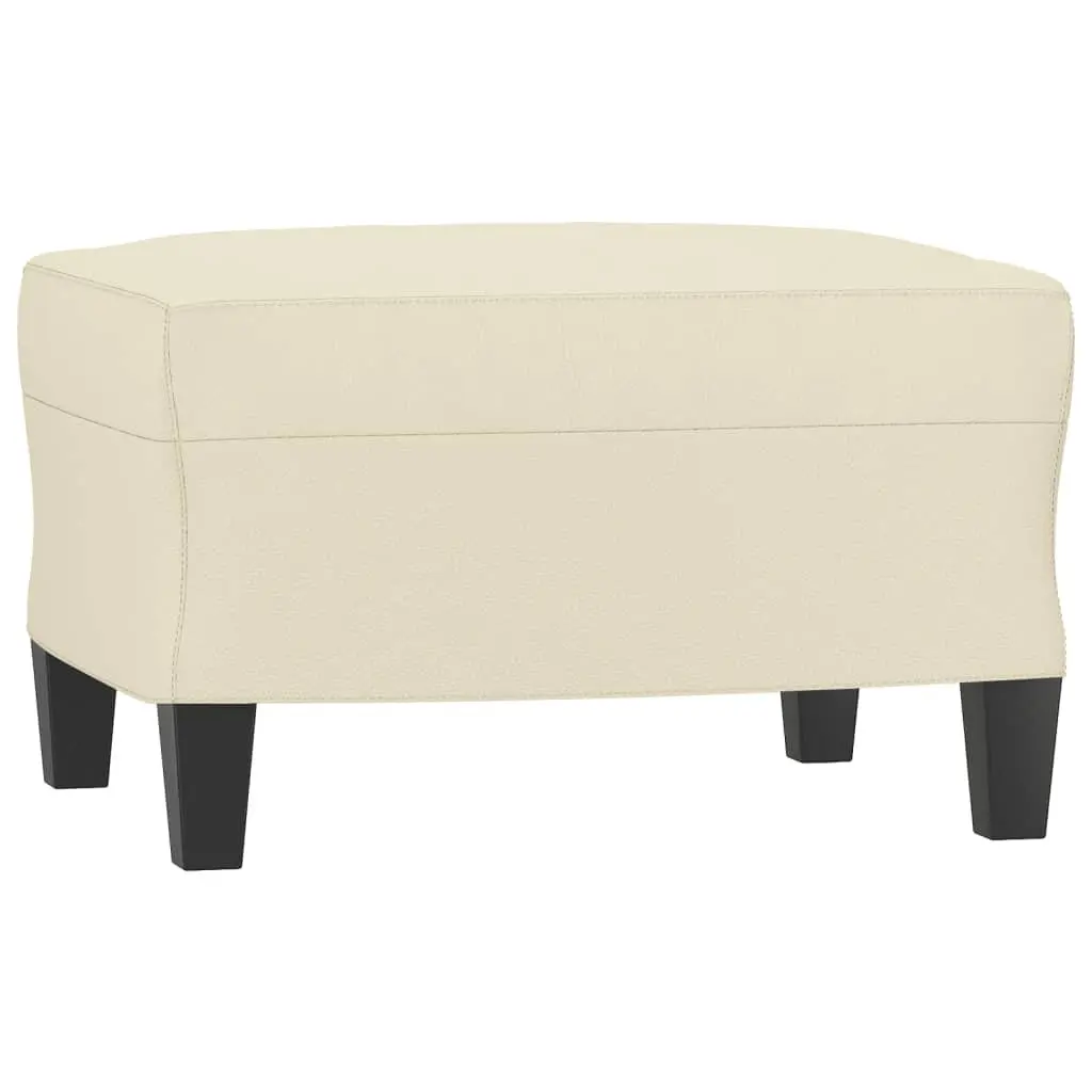Cream Faux Leather Sofa Chair with Footstool