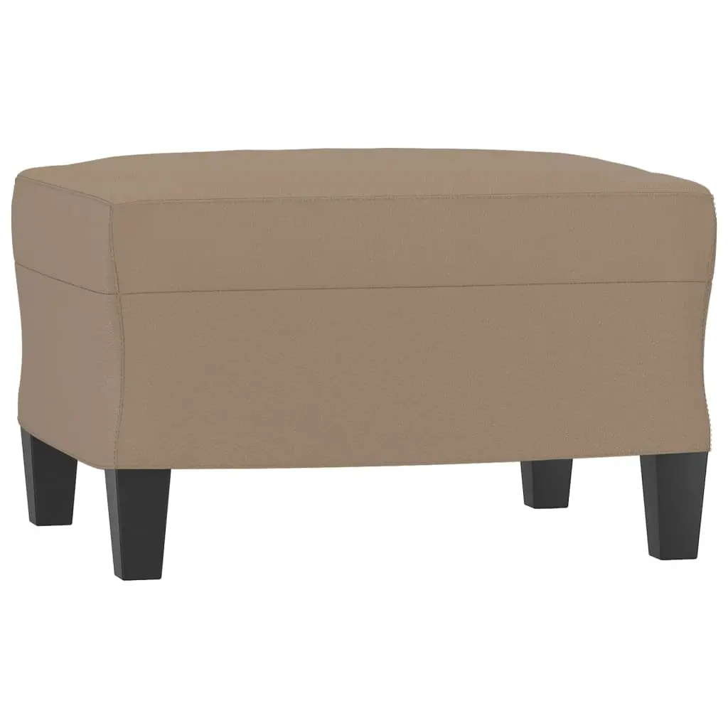 Sofa Chair Brown Faux Leather Compact Armchair with Footstool