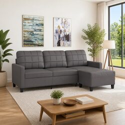Comfortable 3-Seater Sofa with Footstool in Grey