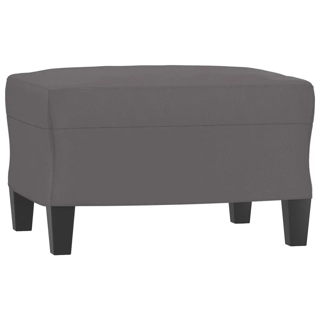 3 Seater Sofa Footstool Grey Faux Leather 180 cm Modern Living Room Couch