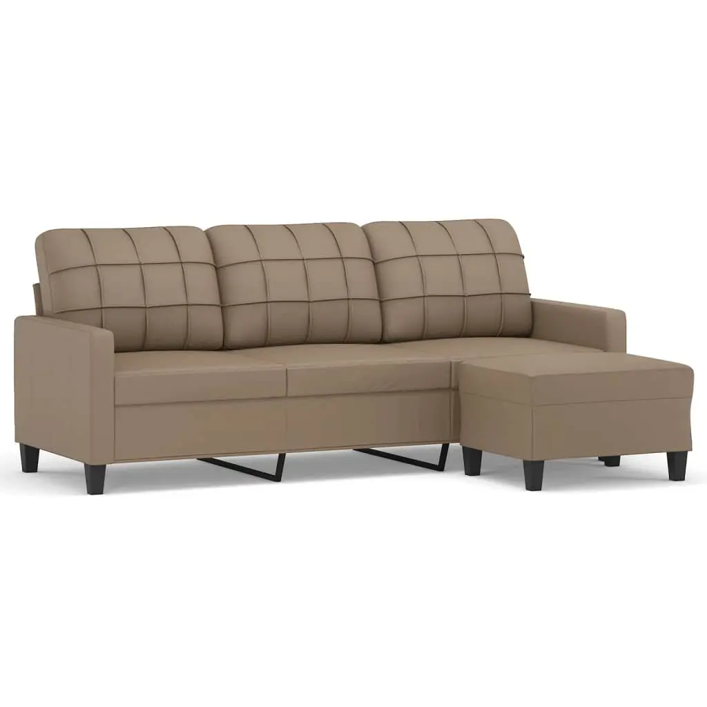 3-Seater Sofa Brown Faux Leather 180cm Living Room Furniture
