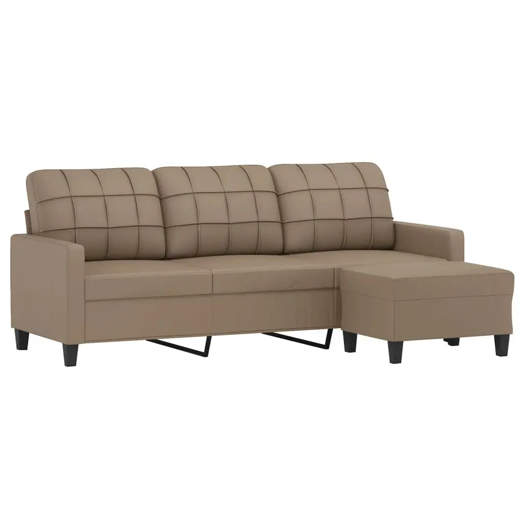 3-Seater Sofa Brown Faux Leather 180cm Living Room Furniture