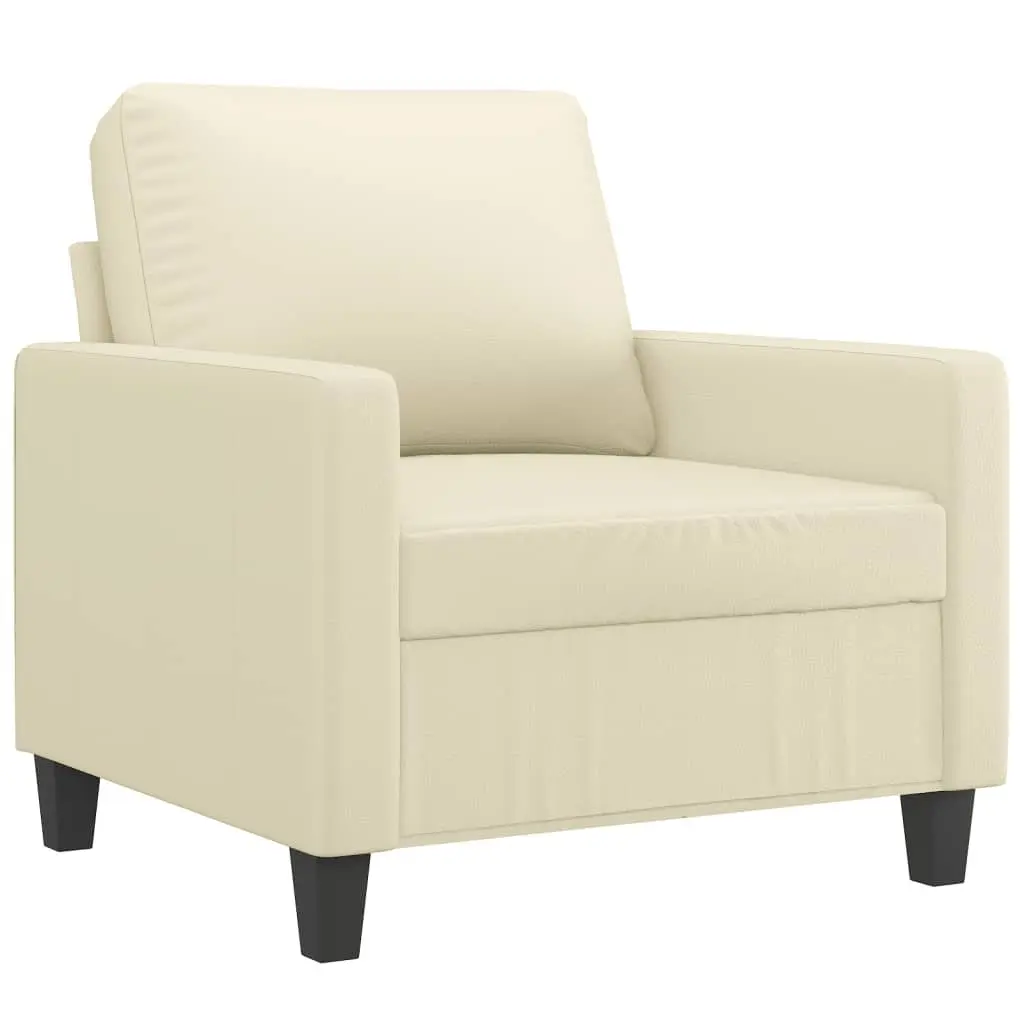 Cream Faux Leather Sofa Chair with Footstool