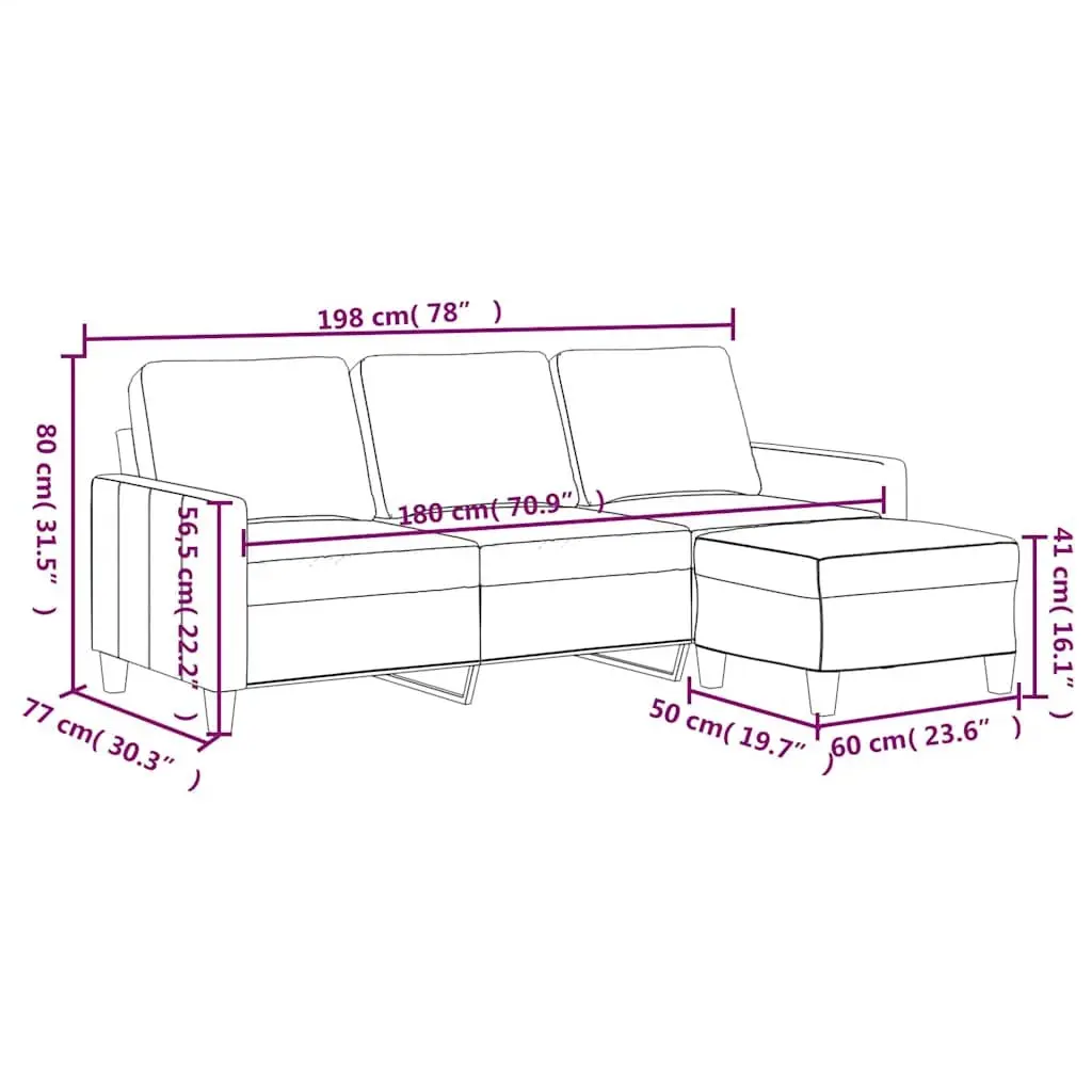 3-Seater Sofa Black Faux Leather 180cm Plywood and Metal Living Room Furniture