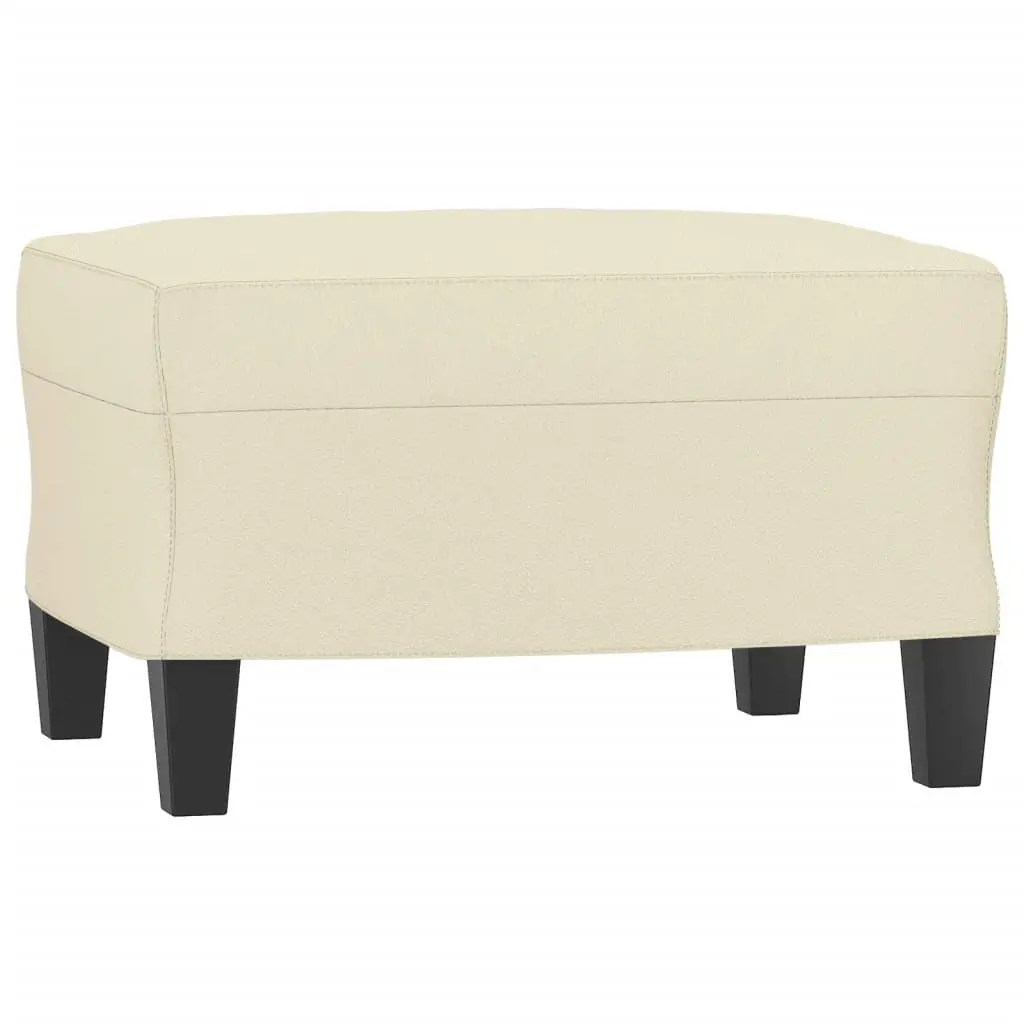 3-Seater Sofa Cream 180cm Faux Leather Lounge Couch with Footstool