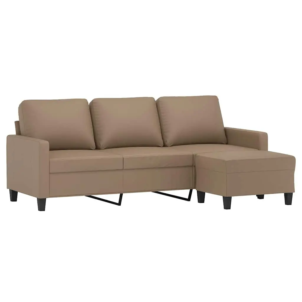 3-Seater Sofa Brown Faux Leather 180cm Plywood and Metal Frame