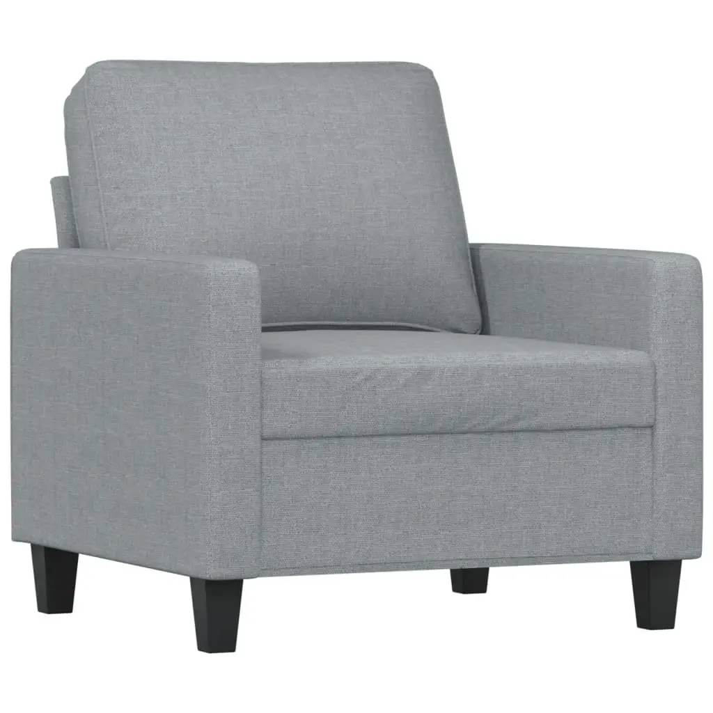 Sofa Armchair Light Grey Fabric with Footstool Living Room Seat