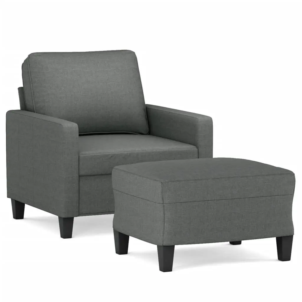 Grey Fabric Armchair with Matching Footstool