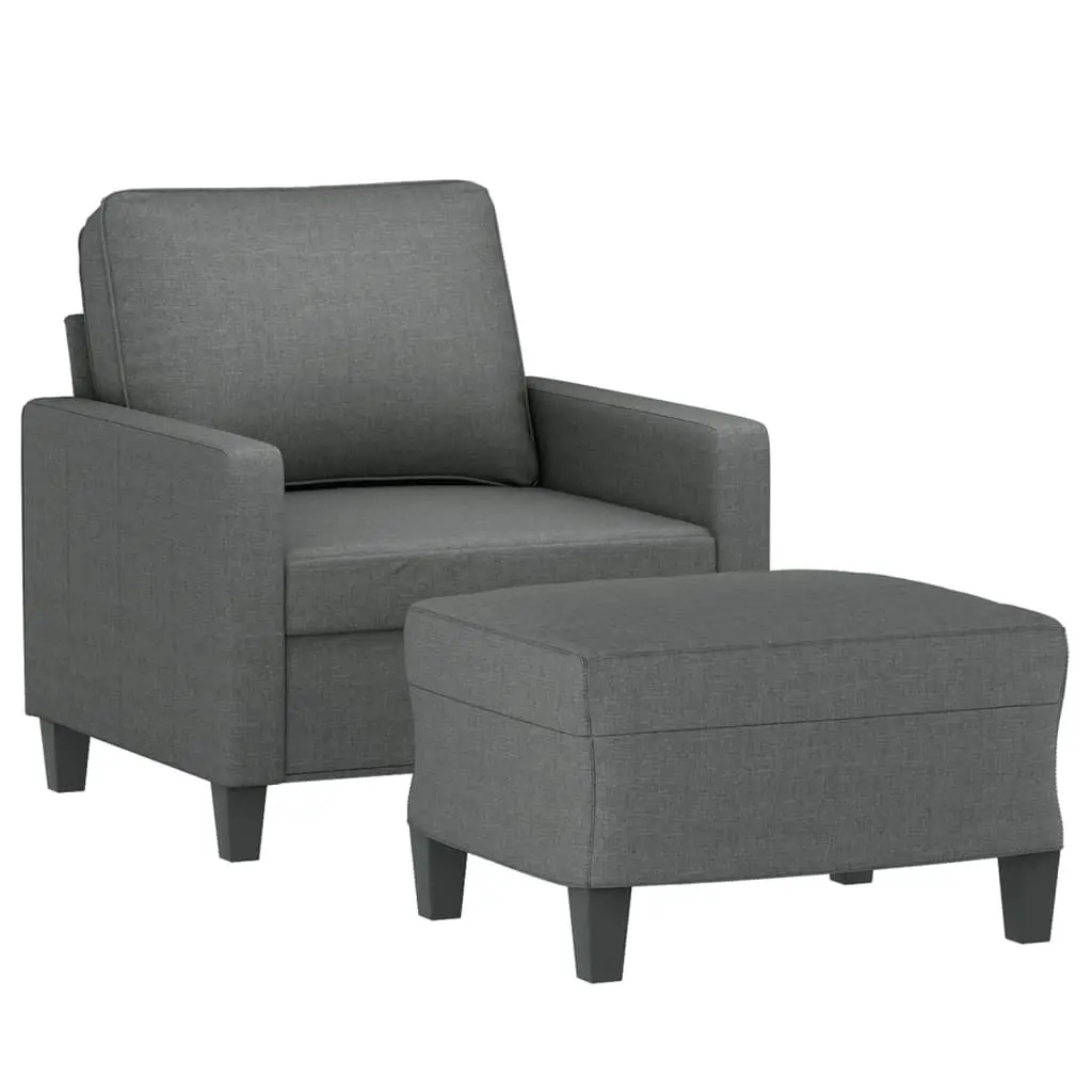 Grey Fabric Armchair with Matching Footstool