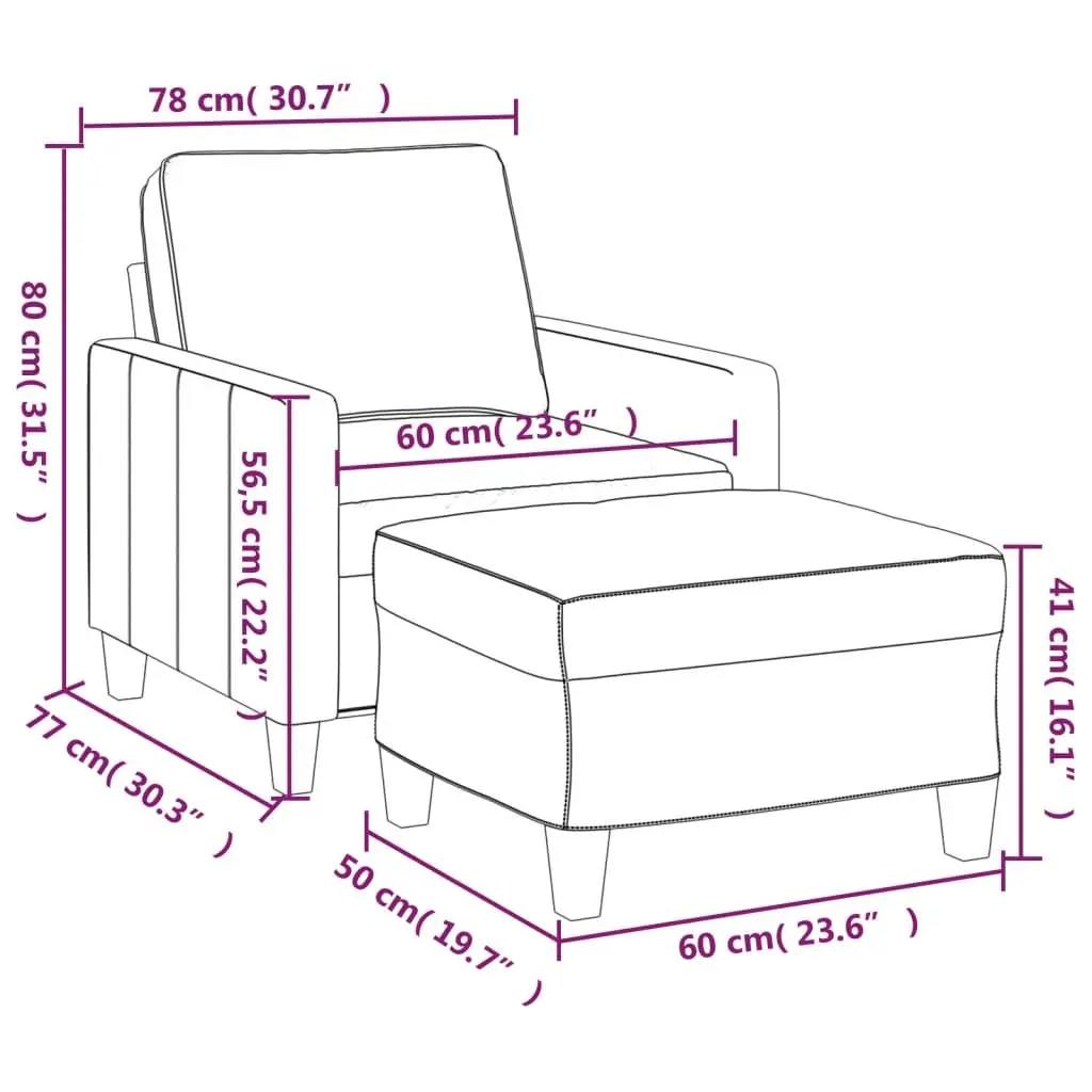 Grey Fabric Armchair with Matching Footstool