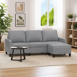 Inviting 3-Seater Sofa with Footstool in Grey