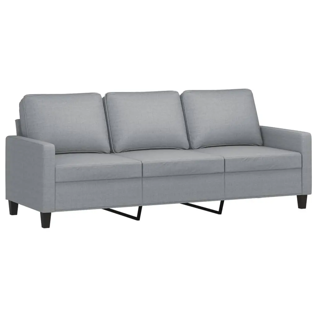 3-Seater Sofa Grey Fabric 180cm Plywood and Metal Frame with Footstool
