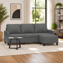 Grey 3-Seater Sofa with Footstool for Cozy Living Rooms