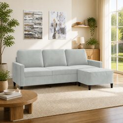 Stylish 3-Seater Sofa with Footstool in Grey