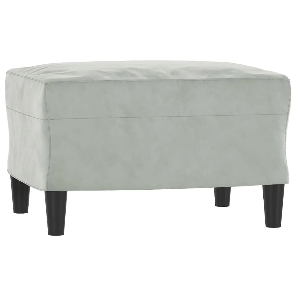 3-Seater Sofa Grey 180cm Modern Velvet with Footstool