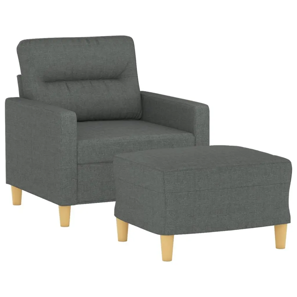 Grey Fabric Sofa Chair with Footstool for Relaxation