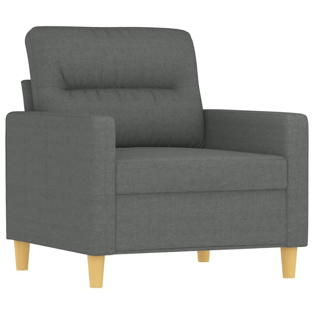 Grey Fabric Sofa Chair with Footstool for Relaxation