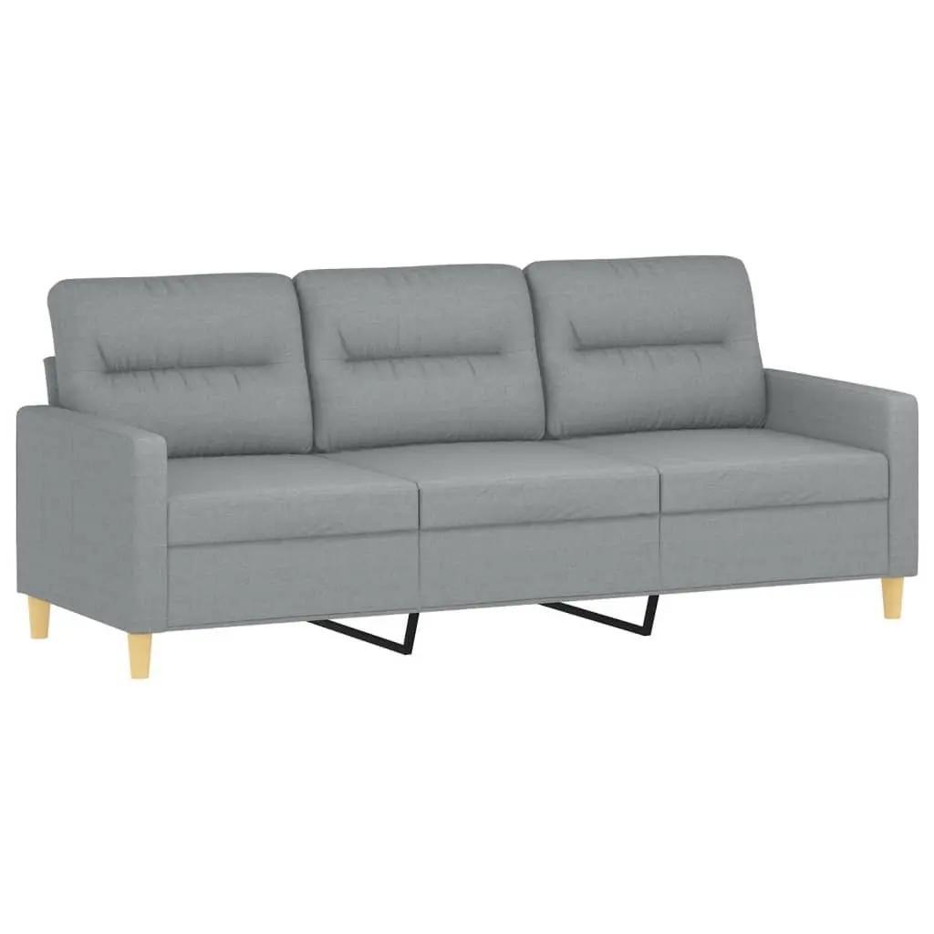 3-Seater Sofa Light Grey 180cm Fabric Lounge Couch with Footstool