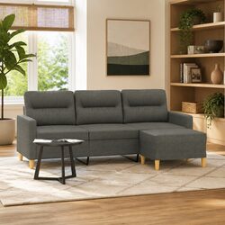Grey 3-Seater Sofa with Footstool for Cozy Living Spaces