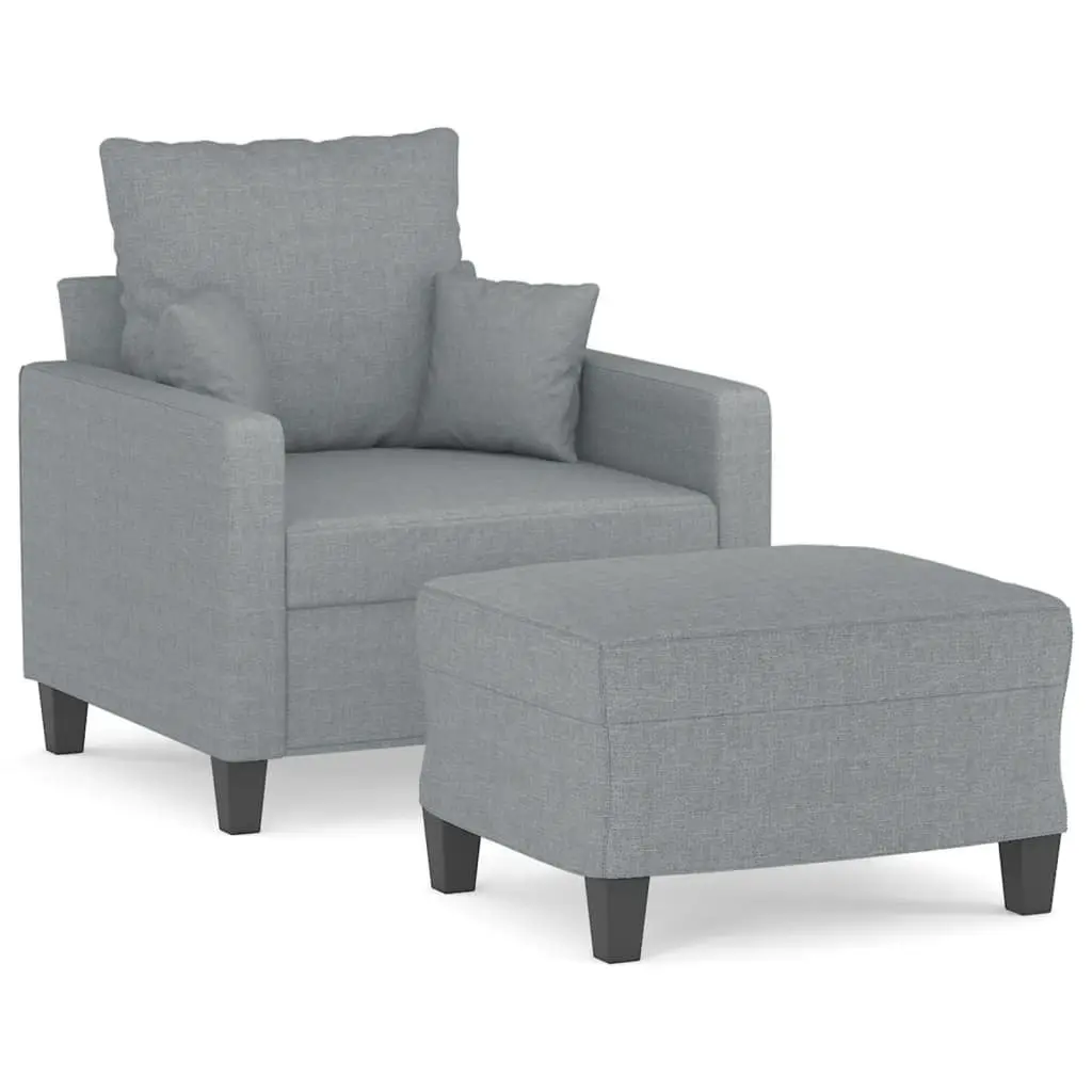Grey Fabric Lounge Chair with Footstool for Comfort