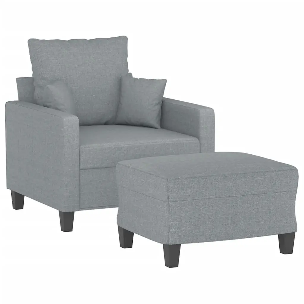 Grey Fabric Lounge Chair with Footstool for Comfort