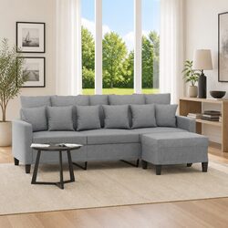 Comfortable 3-Seater Sofa with Footstool in Grey