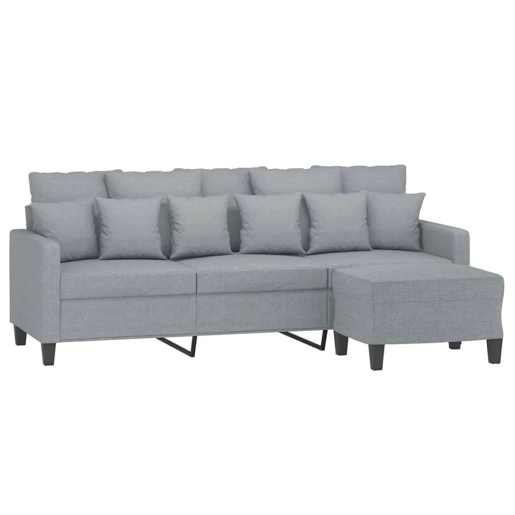 3-Seater Sofa Grey 180cm Fabric with Footstool