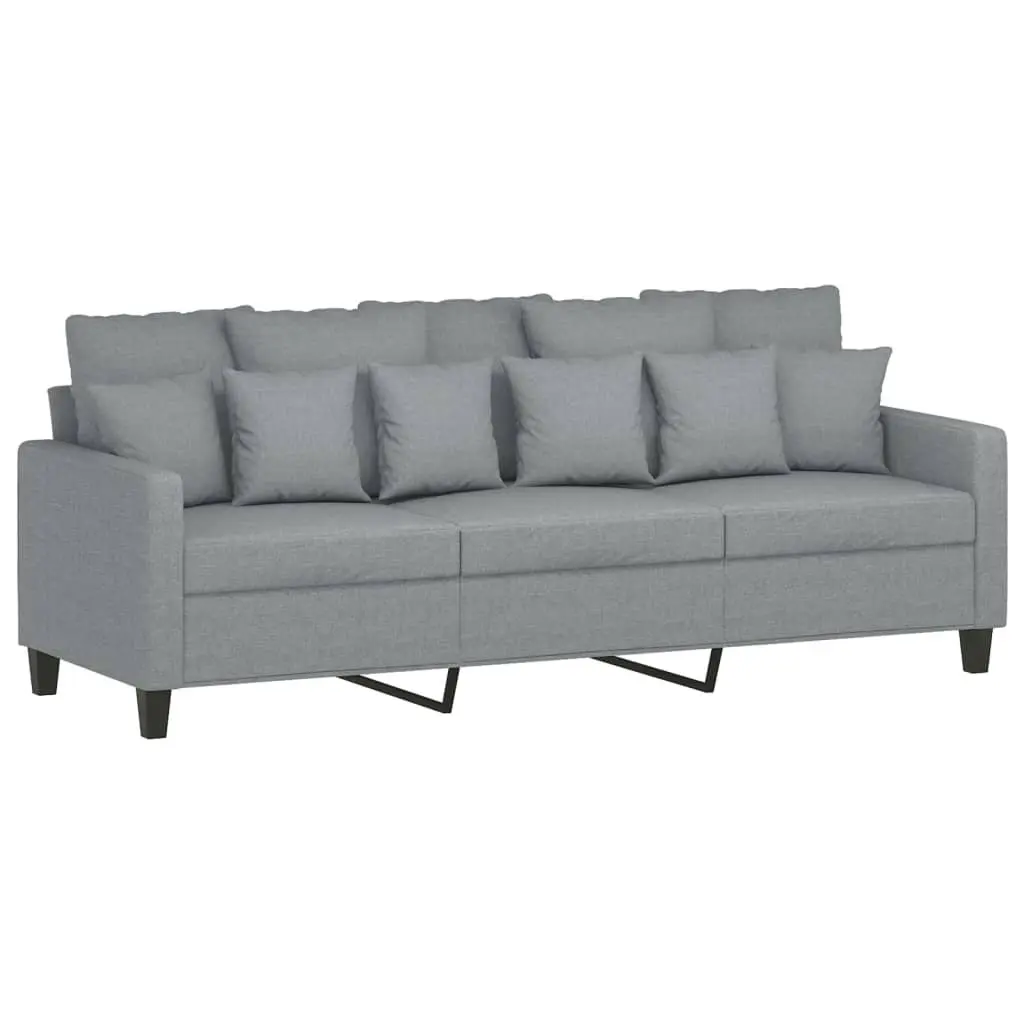 3-Seater Sofa Grey 180cm Fabric with Footstool