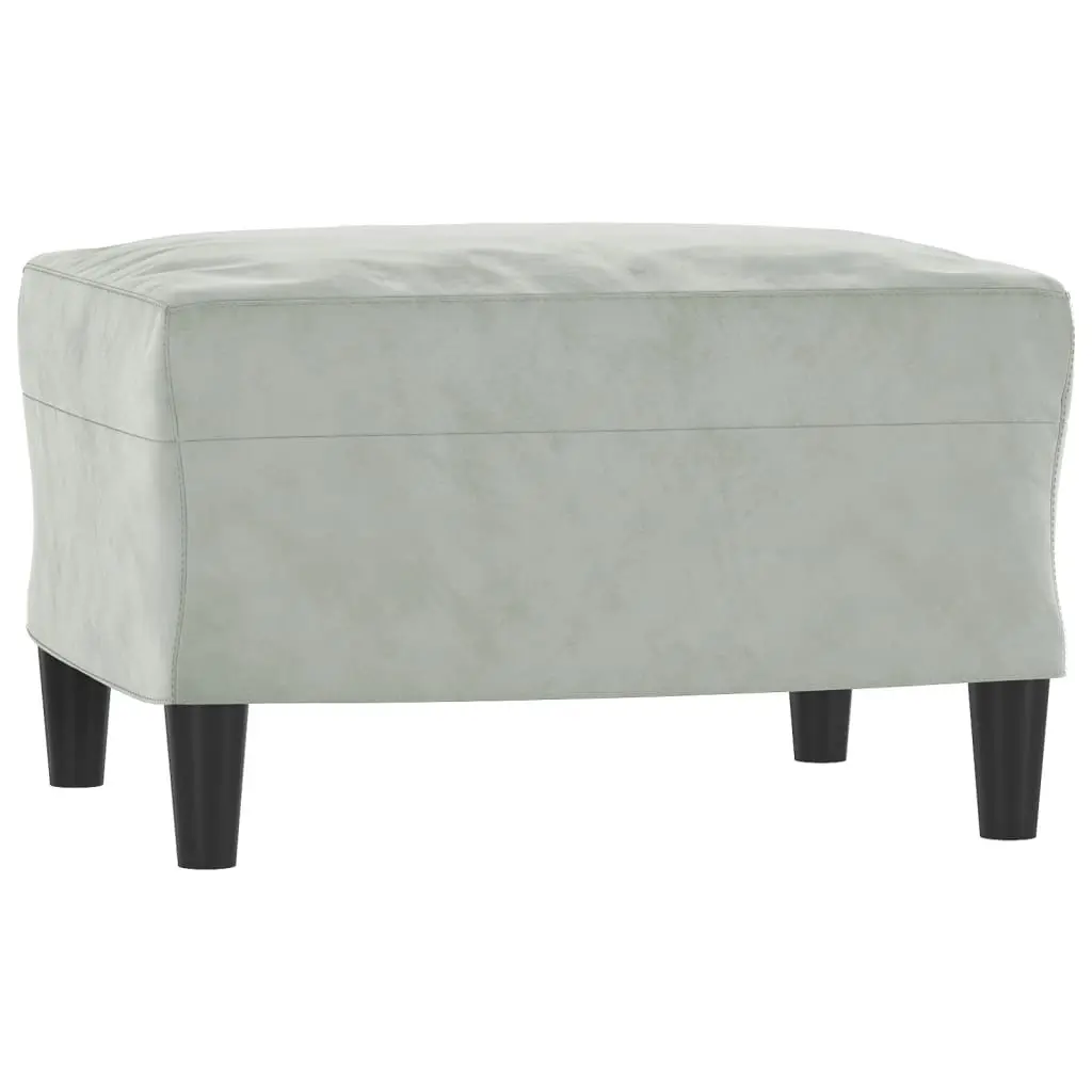 Sofa Chair Grey Velvet Modern Compact Plywood and Metal with Footstool