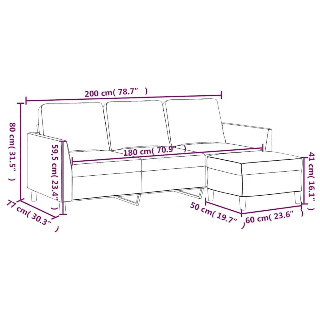 3-Seater Sofa Black Faux Leather 180cm Plywood Metal Frame