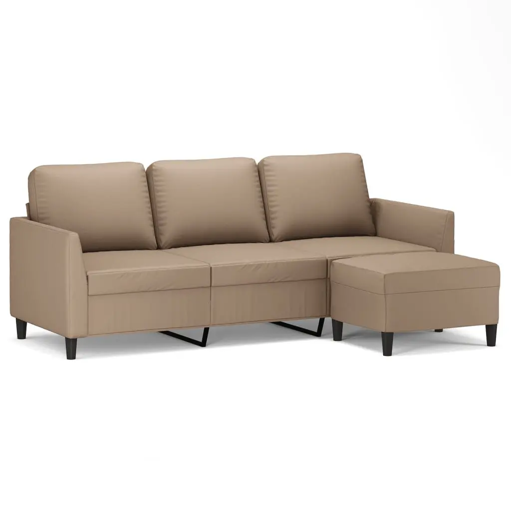 3-Seater Sofa Brown Faux Leather 180cm Plywood and Metal Frame
