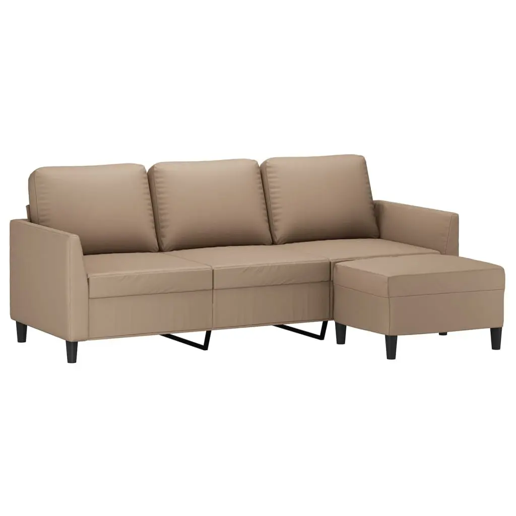 3-Seater Sofa Brown Faux Leather 180cm Plywood and Metal Frame