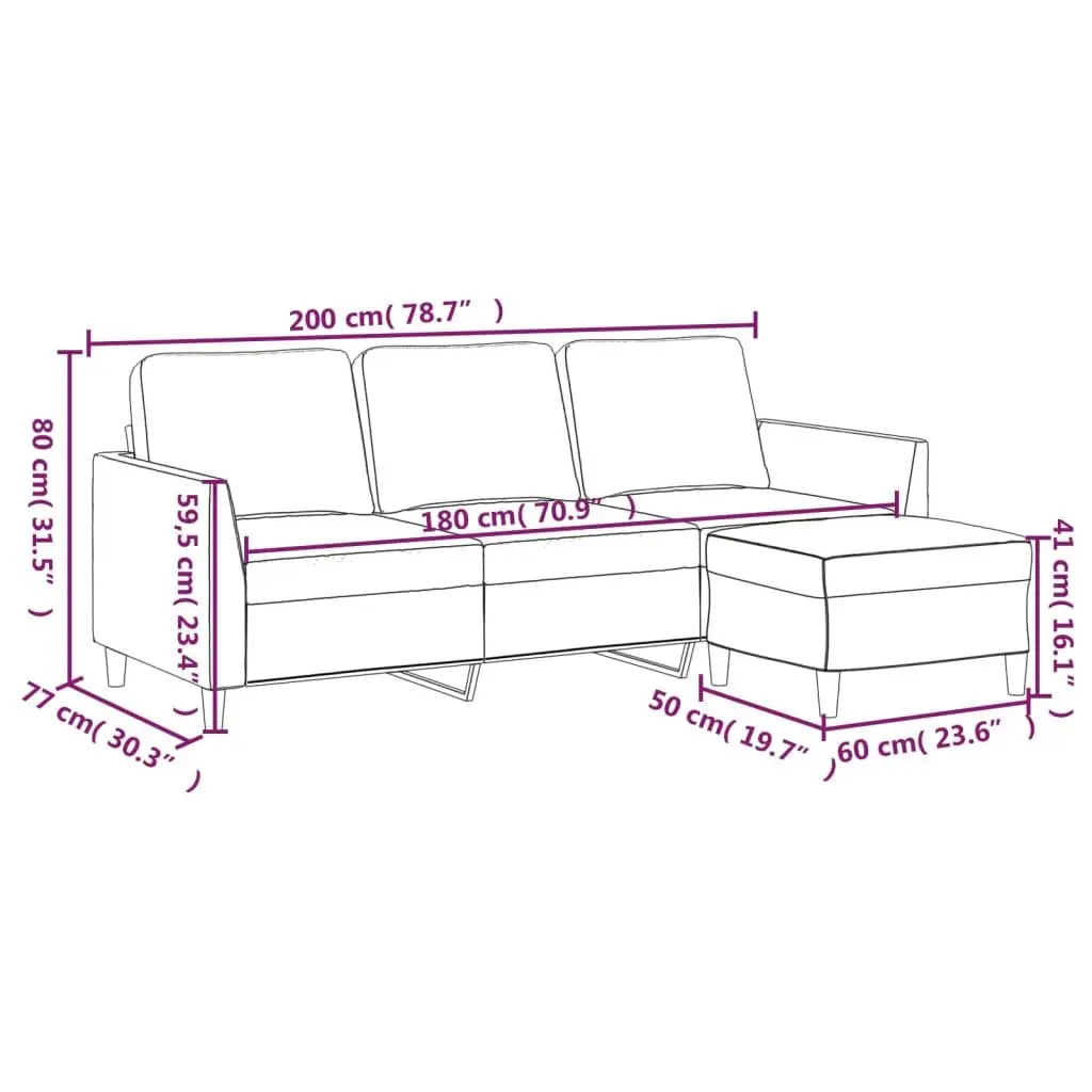 3-Seater Sofa Brown Faux Leather 180cm Plywood and Metal Frame