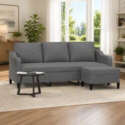 Grey 3-Seater Sofa with Footstool for Cozy Living Spaces