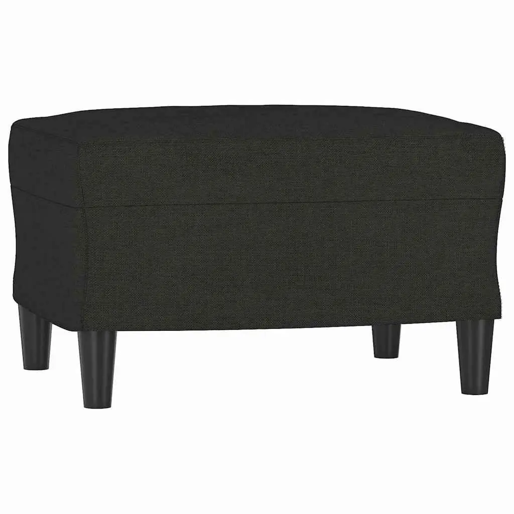 3-Seater Sofa Black 180cm Fabric Lounge with Footstool