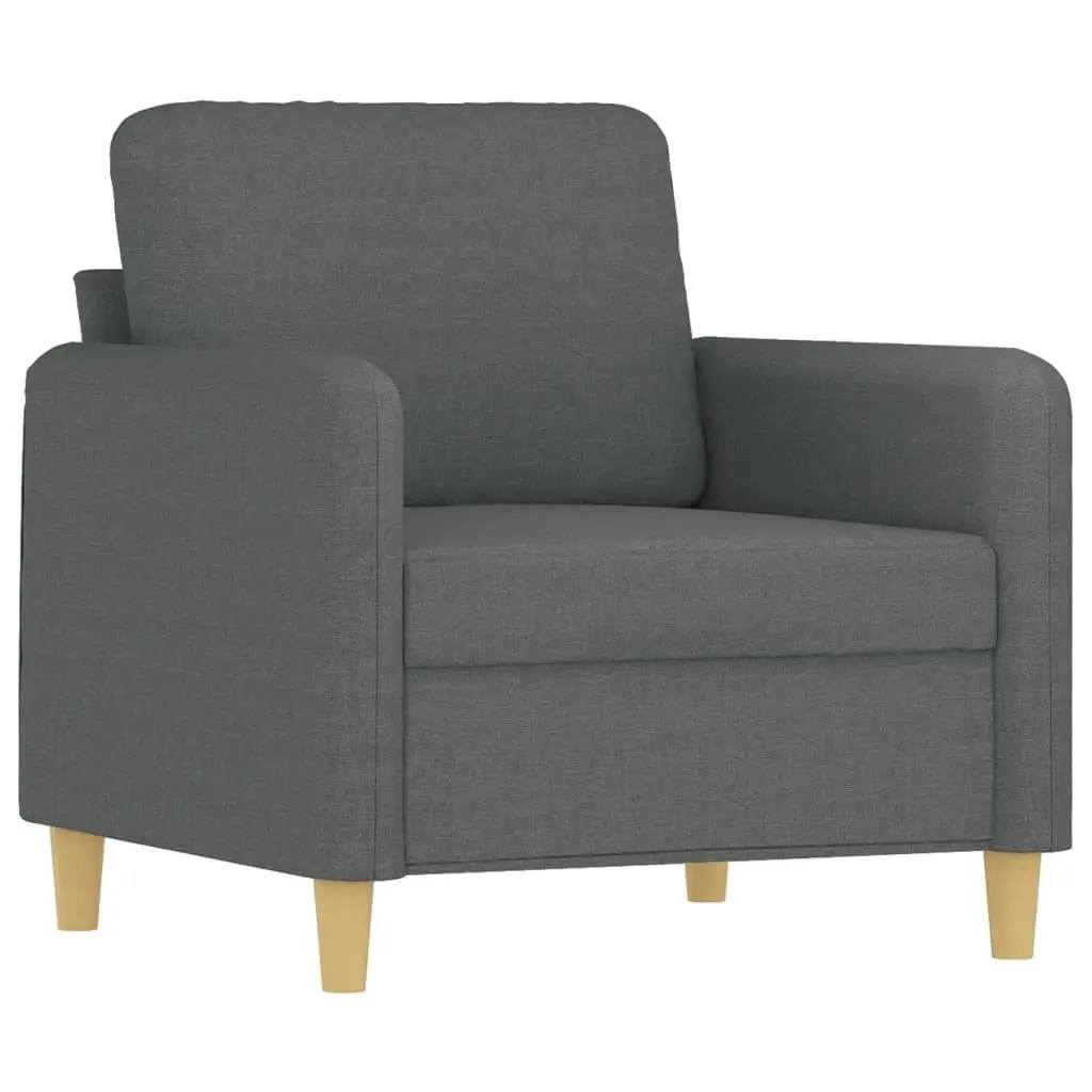 Grey Fabric Sofa Chair with Footstool Modern Compact Lounge Seat